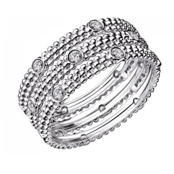 Mauboussin Le Premier Jour Three Row Diamond White Gold Size 5.5 Ring White Gold - Picture 1 of 5